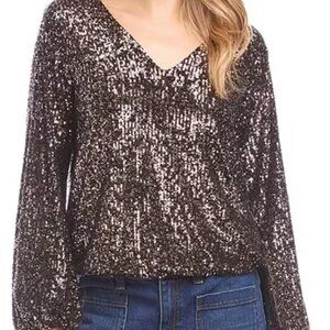 Karen Kane Silver Sequin Blouse